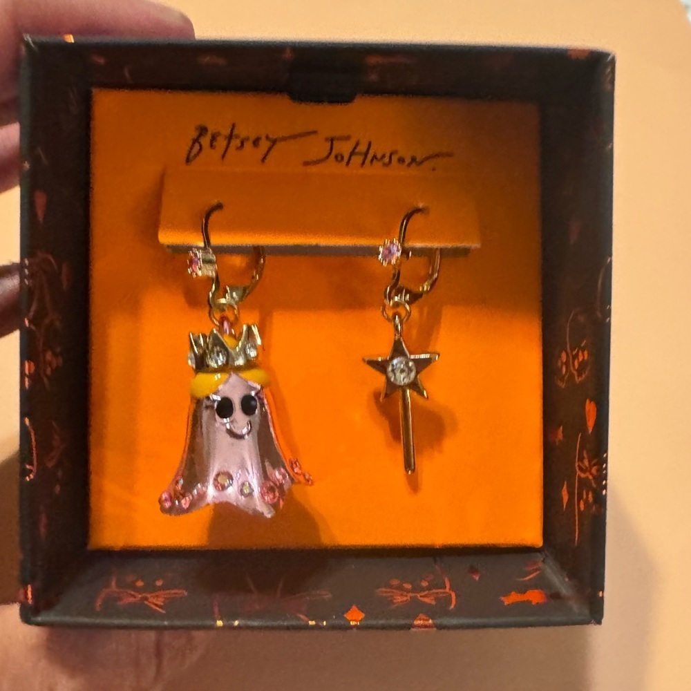 Betsey Johnson Mismatched Ghost and Wand Earrings